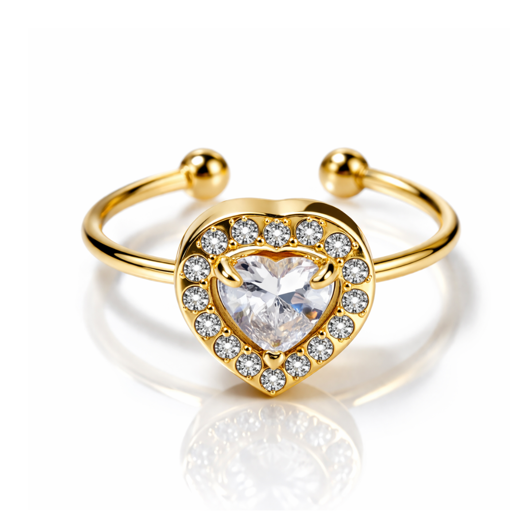 Elena | Gold-Plated Heart Shaped Halo Ring