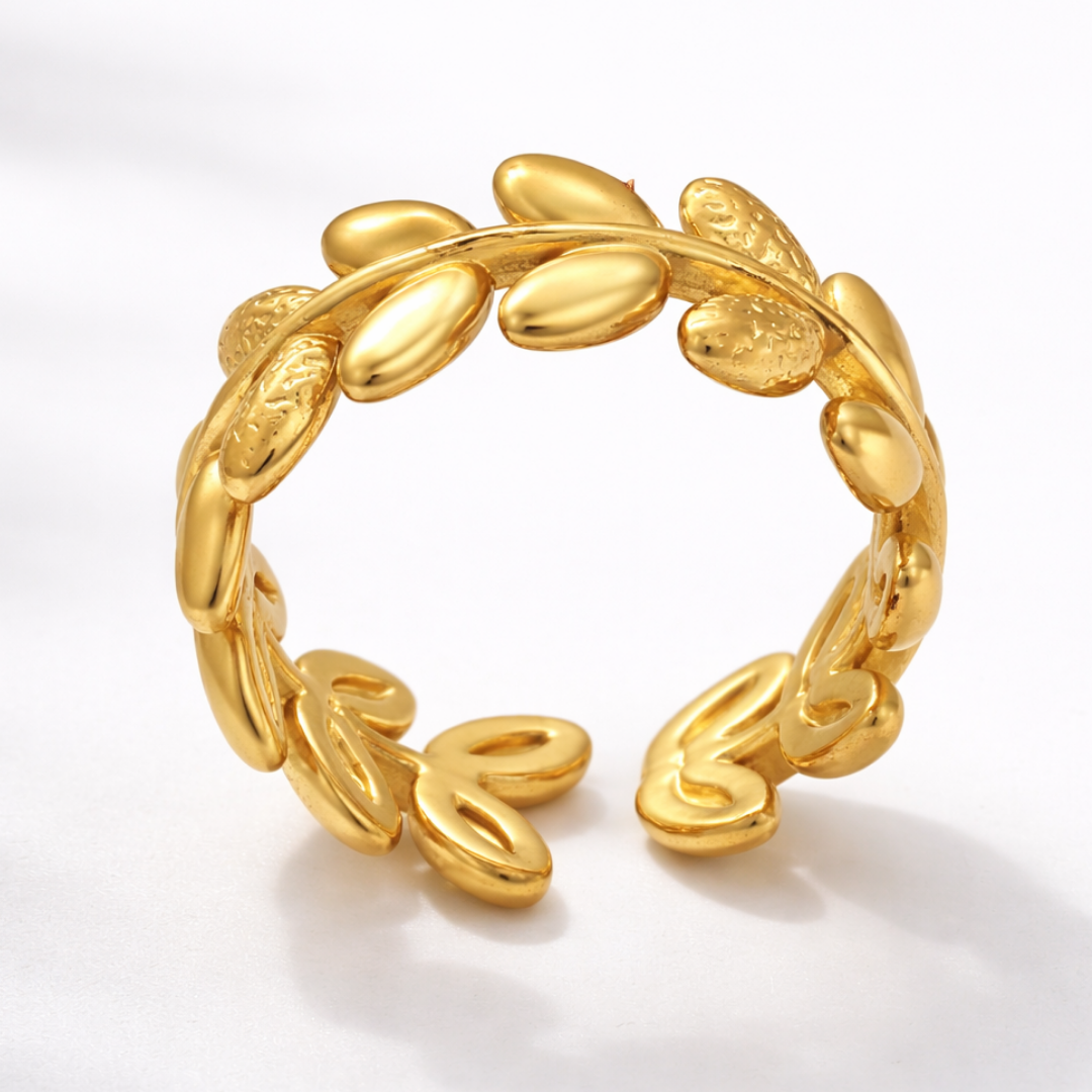 Leora | Gold Plated Leaf Resizable Ring