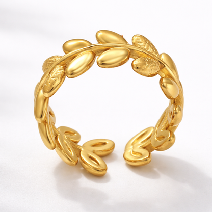 Leora | Gold Plated Leaf Resizable Ring