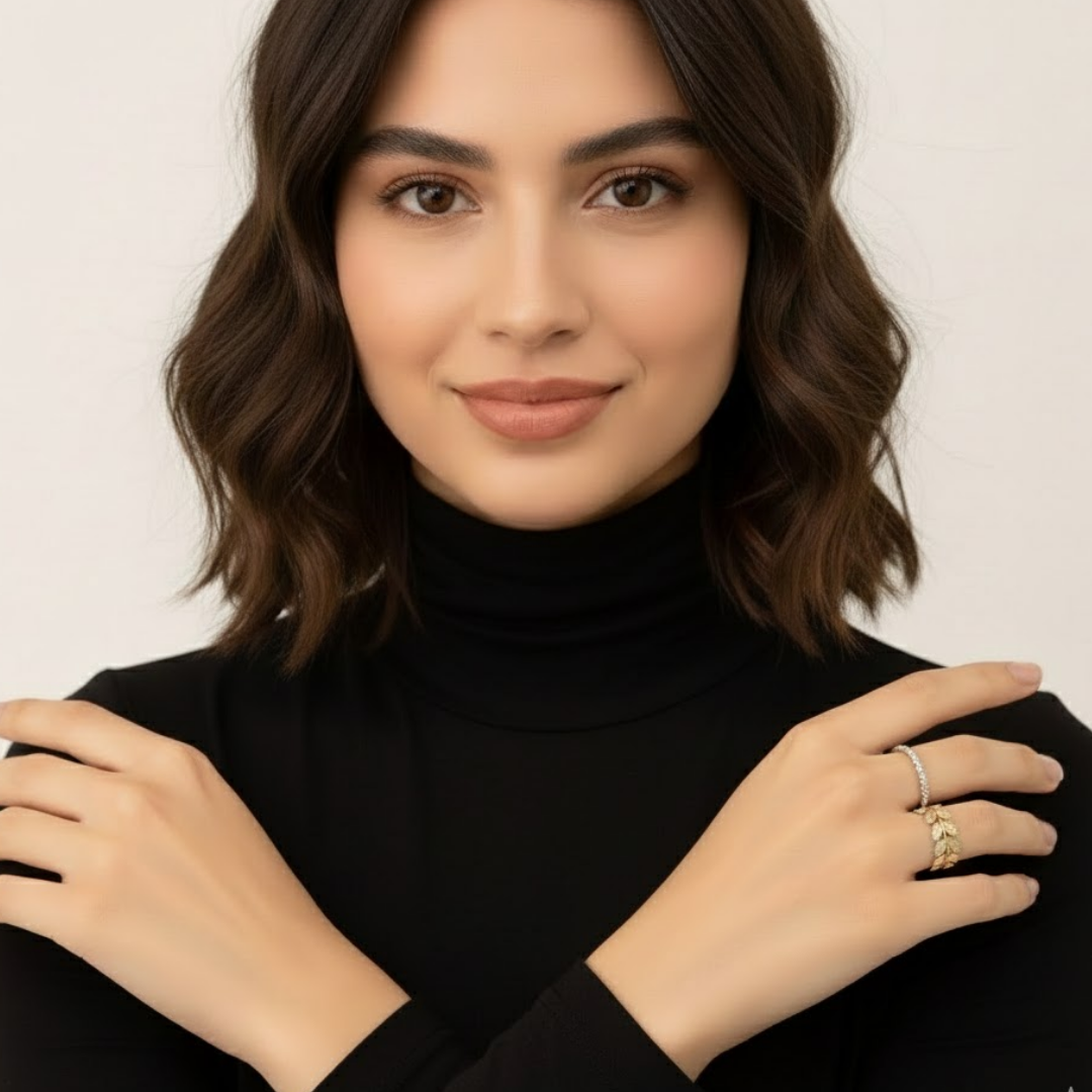 Leora | Gold Plated Leaf Resizable Ring