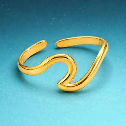 Eden | Gold Plated Ocean Water Wave Resizable Ring