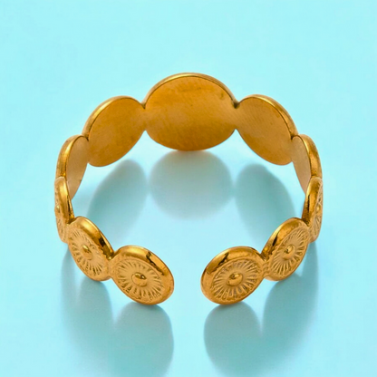 Carmen | Gold Plated Sun Design Resizable Ring