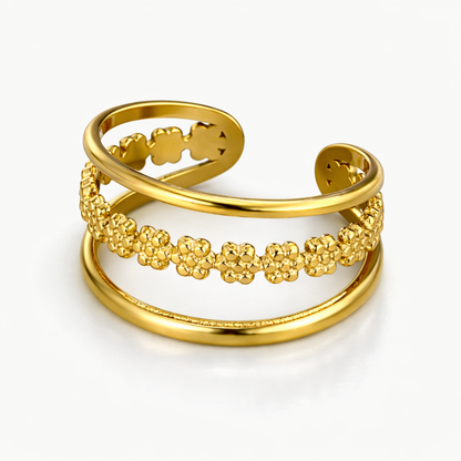Jane | Gold Plated Hollow Flower Resizable Ring