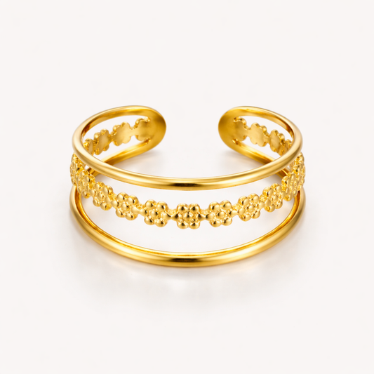 Jane | Gold Plated Hollow Flower Resizable Ring