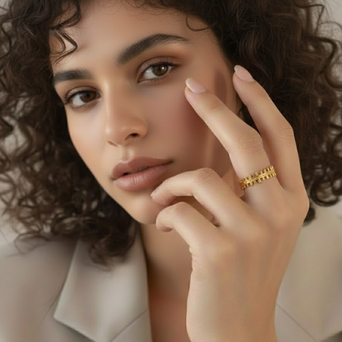 Sienna | Gold Plated Bone Shape Crown Resizable Ring