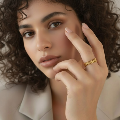 Sienna | Gold Plated Bone Shape Crown Resizable Ring