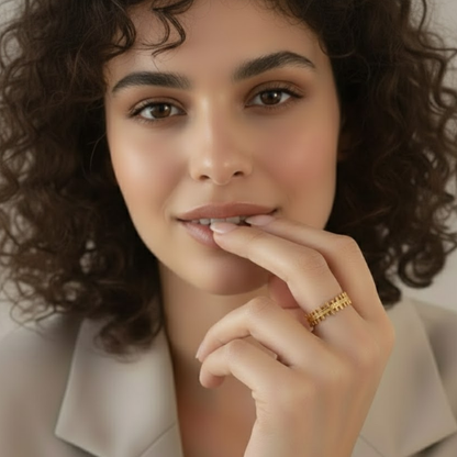 Sienna | Gold Plated Bone Shape Crown Resizable Ring