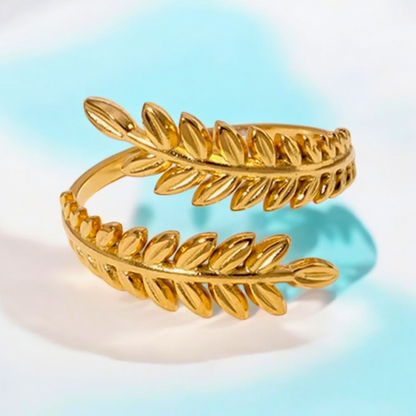 Christy | Gold Plated Oliver Tree Leaf Resizable Ring