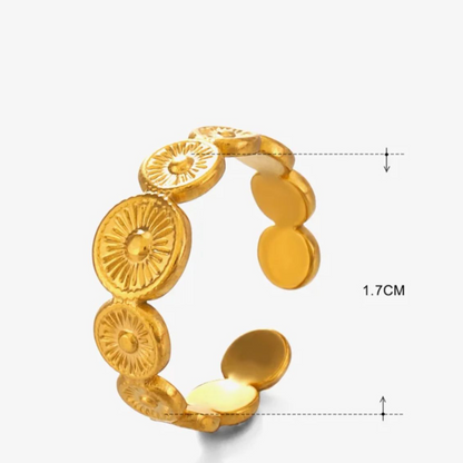 Carmen | Gold Plated Sun Design Resizable Ring