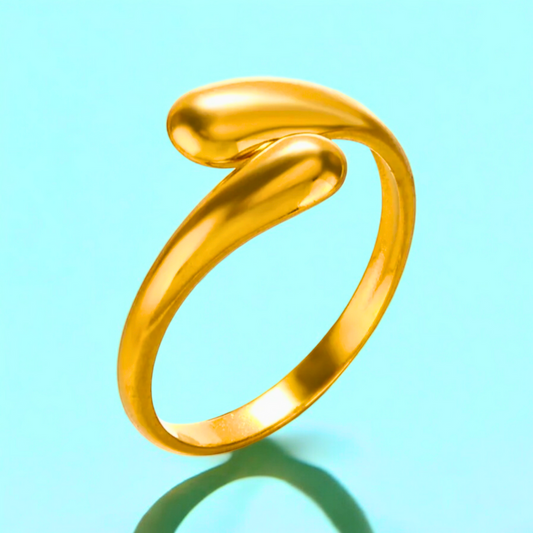 Nora | Gold Plated Waterdrop Open Resizable Ring