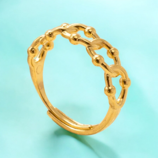 Tyra | Gold Plated Cuban Link Resizable Ring