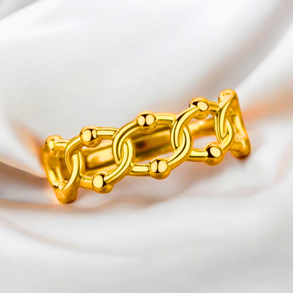 Tyra | Gold Plated Cuban Link Resizable Ring