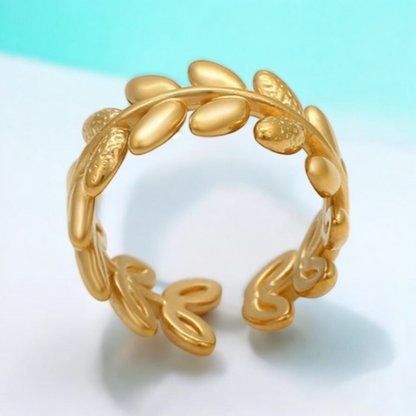 Leora | Gold Plated Leaf Resizable Ring