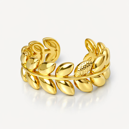 Leora | Gold Plated Leaf Resizable Ring