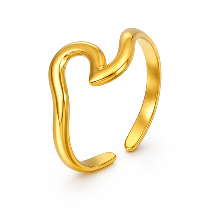 Eden | Gold Plated Ocean Water Wave Resizable Ring