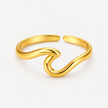 Eden | Gold Plated Ocean Water Wave Resizable Ring