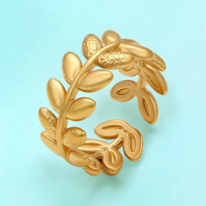 Leora | Gold Plated Leaf Resizable Ring