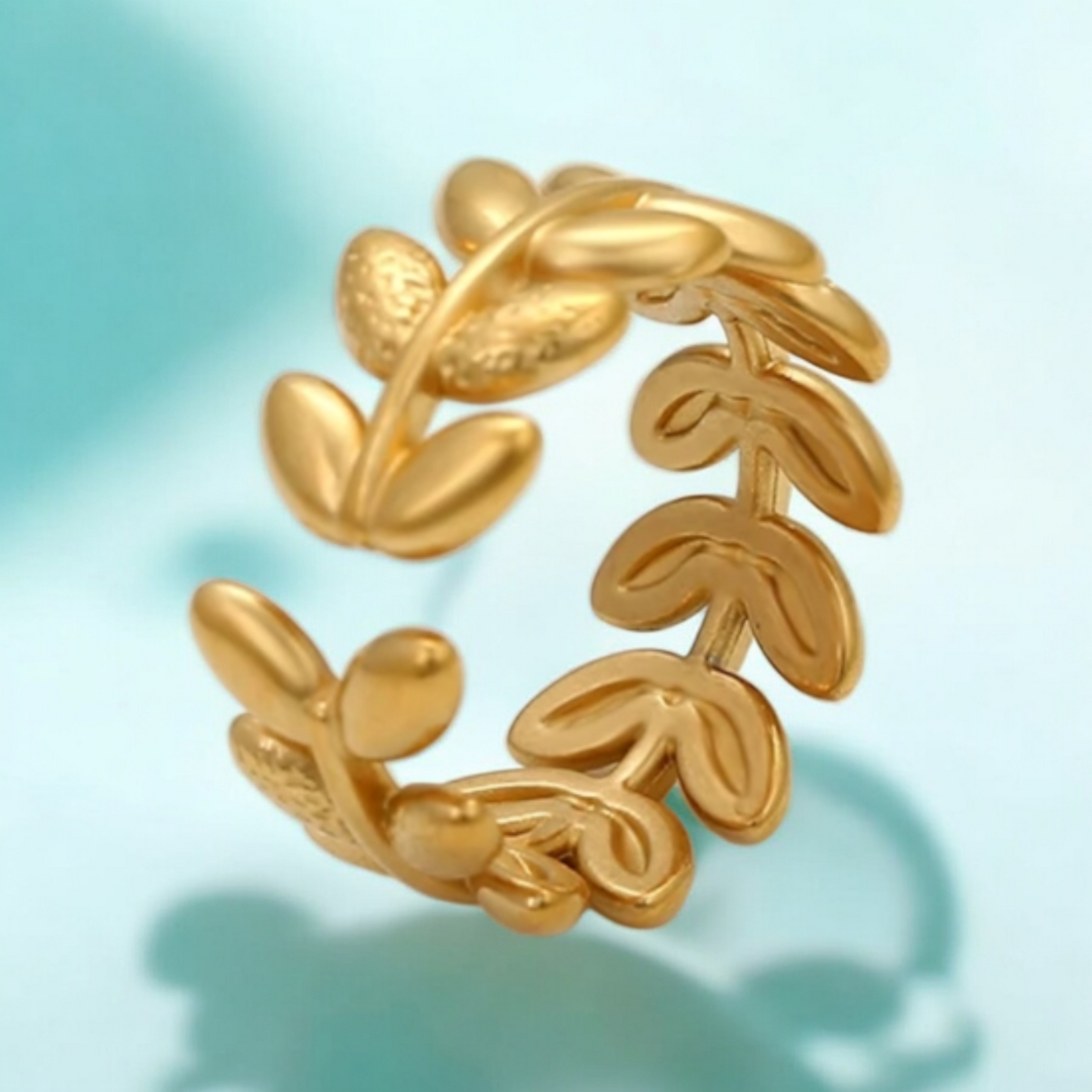 Leora | Gold Plated Leaf Resizable Ring