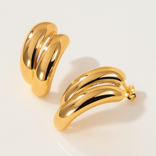 Dione | 18K Gold Plated Curved Punk C Waterproof Earrings