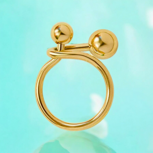 Clementine | Gold (18K) Plated Double Ball Waterproof Ring