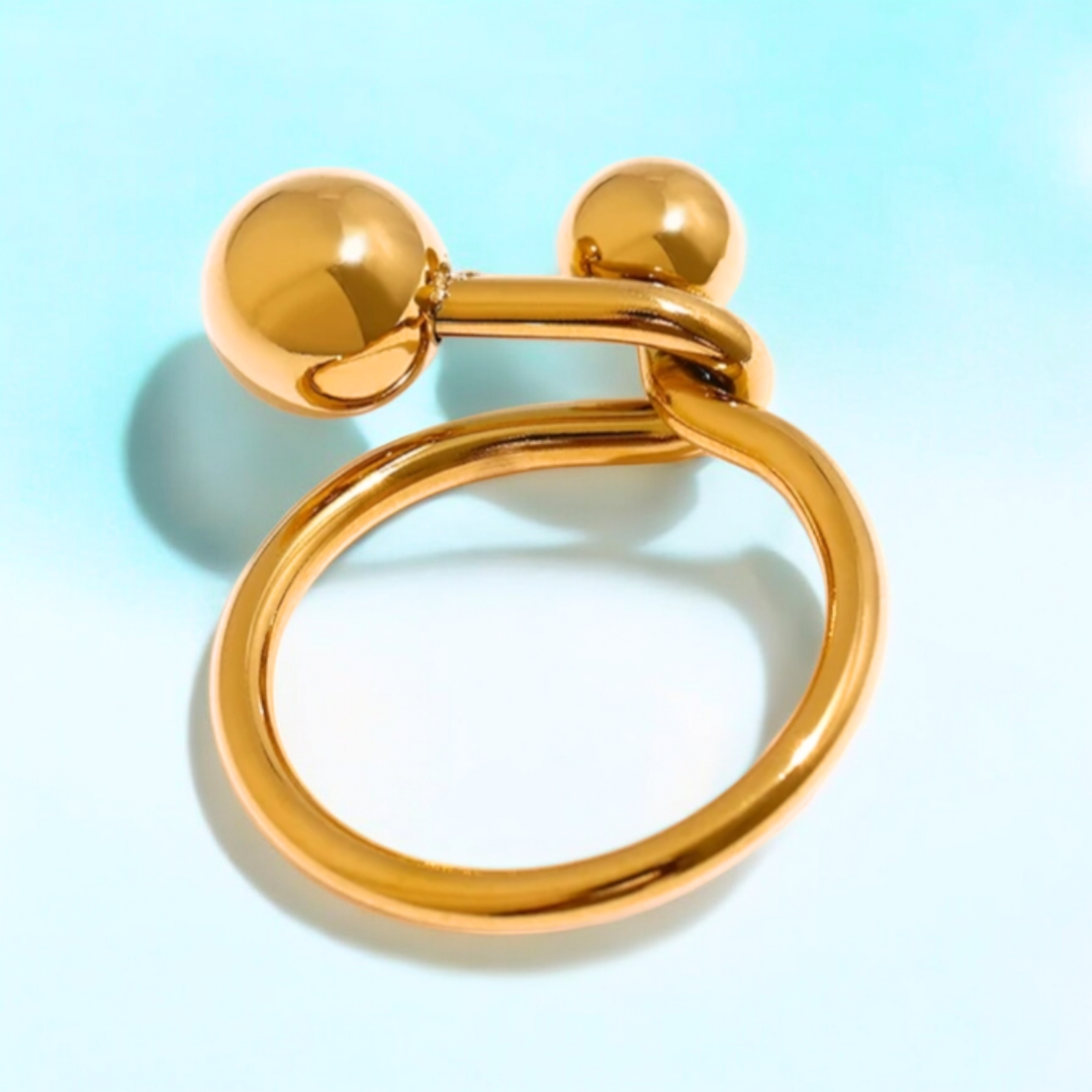 Clementine | Gold (18K) Plated Double Ball Waterproof Ring