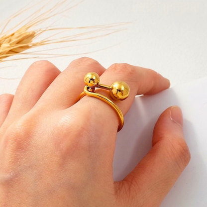 Clementine | Gold (18K) Plated Double Ball Waterproof Ring