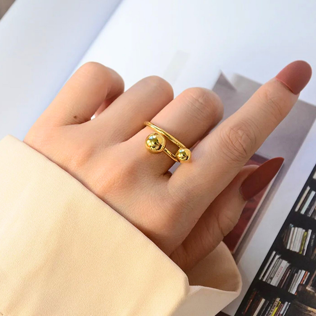 Clementine | Gold (18K) Plated Double Ball Waterproof Ring