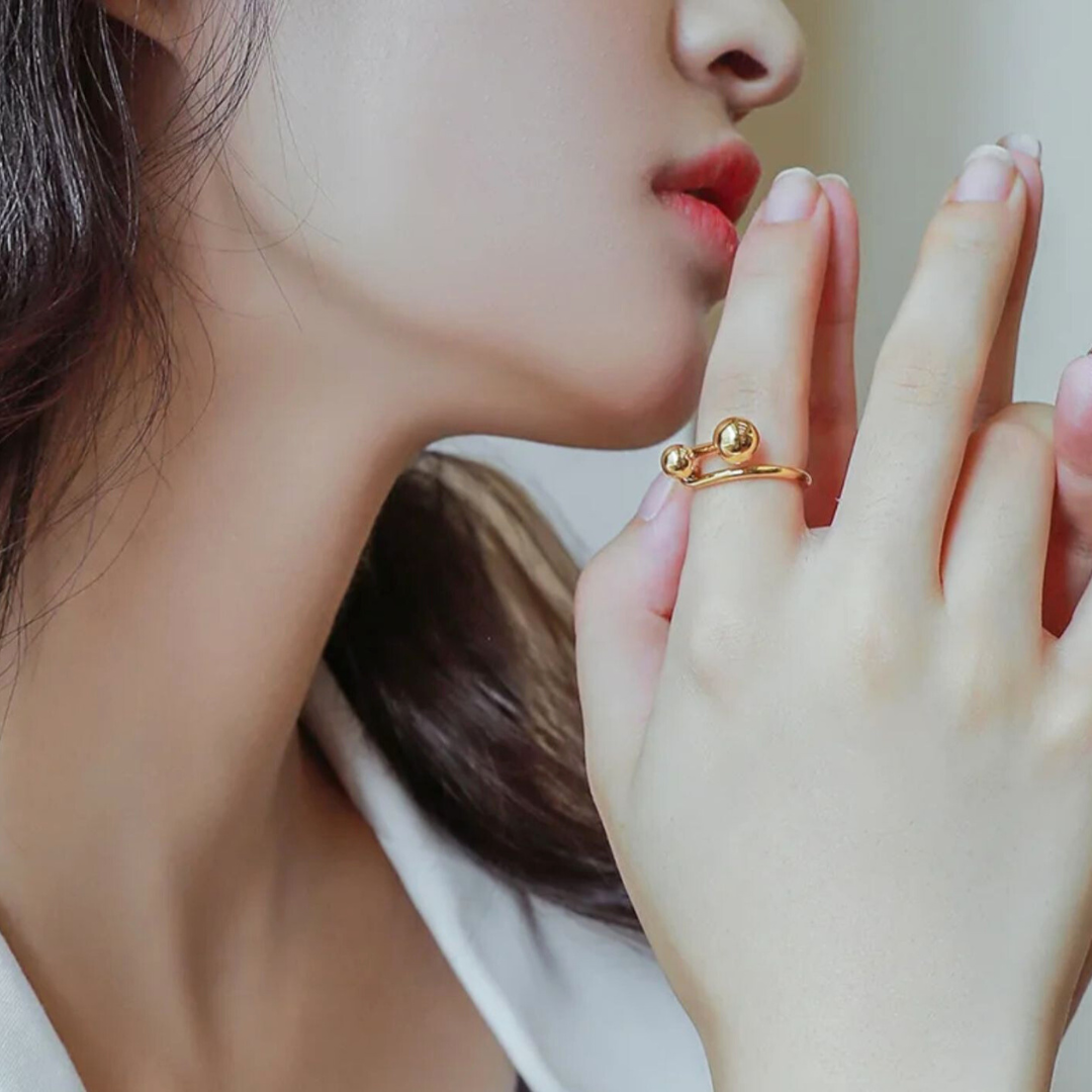 Clementine | Gold (18K) Plated Double Ball Waterproof Ring
