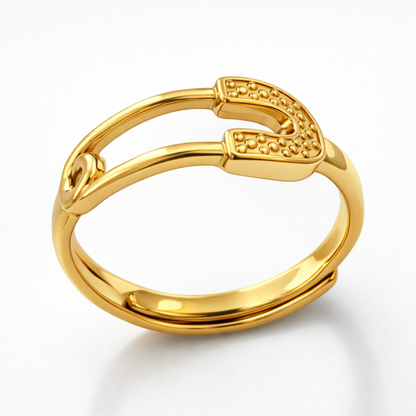 Josephine | Gold Plated Safety Pin Design Resizable Ring