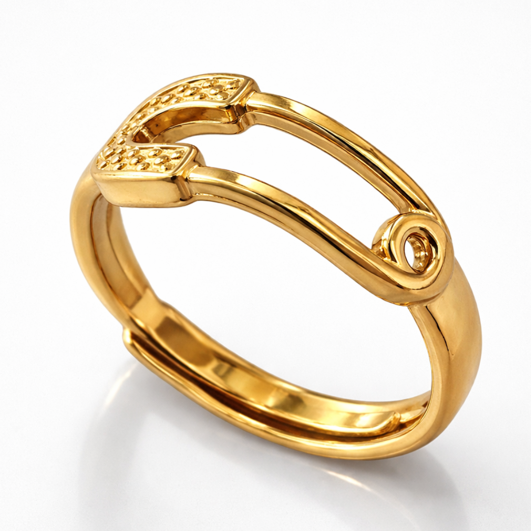 Josephine | Gold Plated Safety Pin Design Resizable Ring