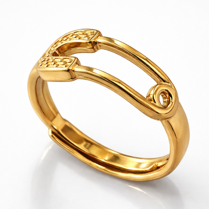 Josephine | Gold Plated Safety Pin Design Resizable Ring