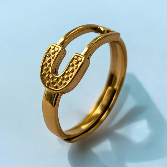 Josephine | Gold Plated Safety Pin Design Resizable Ring
