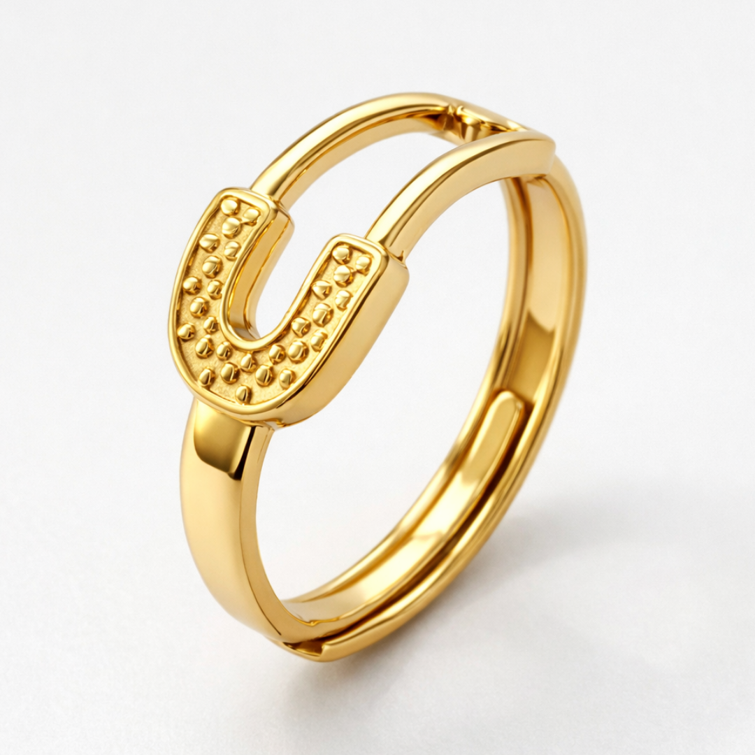 Josephine | Gold Plated Safety Pin Design Resizable Ring