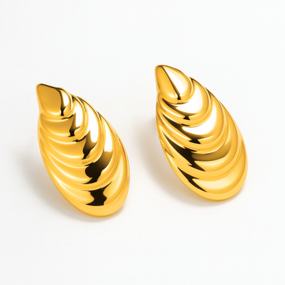 Vaylise | 18K Gold Plated Shell Shaped Chunky Vintage Drop Waterproof Earrings
