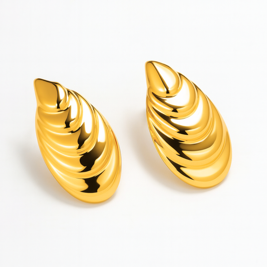 Vaylise | 18K Gold Plated Shell Shaped Chunky Vintage Drop Waterproof Earrings