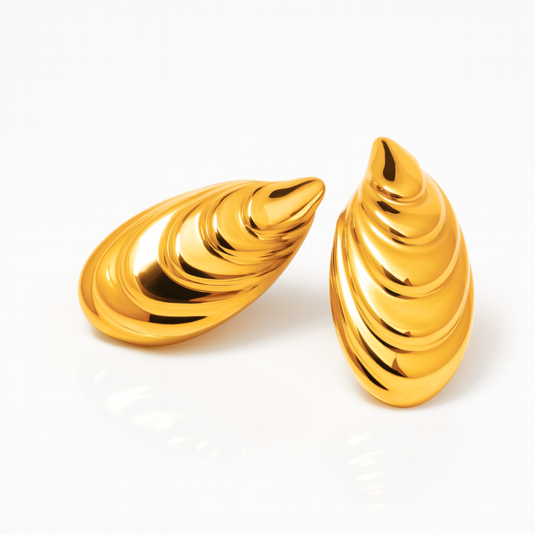 Vaylise | 18K Gold Plated Shell Shaped Chunky Vintage Drop Waterproof Earrings