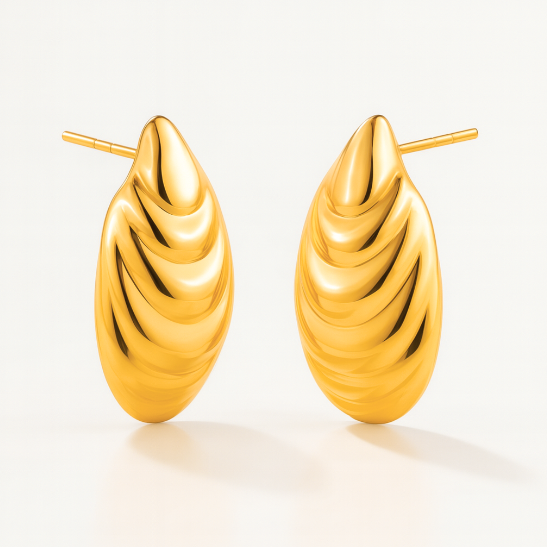 Vaylise | 18K Gold Plated Shell Shaped Chunky Vintage Drop Waterproof Earrings