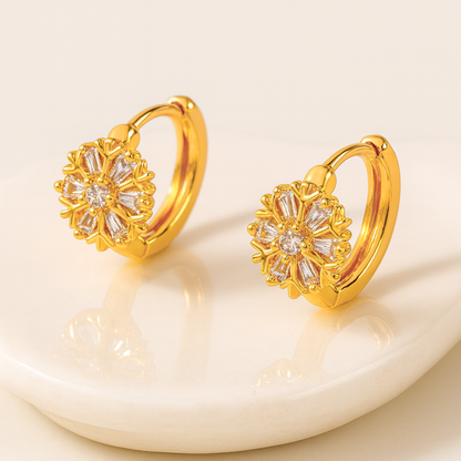 Rosalia | 18K Gold Plated Snowflake Huggie Hoop Waterproof Earrings