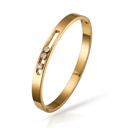 Rose | Gold Plated Sliding Ball Zircon Cuff Bangle