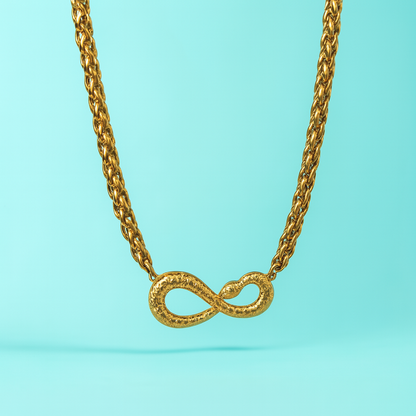 Heidi | Gold-Plated Snake Head Infinity Charm Necklace