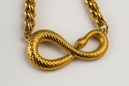 Heidi | Gold-Plated Snake Head Infinity Charm Necklace