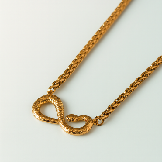 Heidi | Gold-Plated Snake Head Infinity Charm Necklace