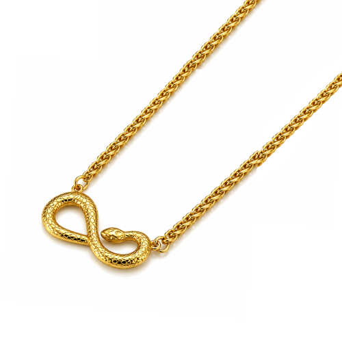Heidi | Gold Plated Snake Head Infinity Charm Necklace