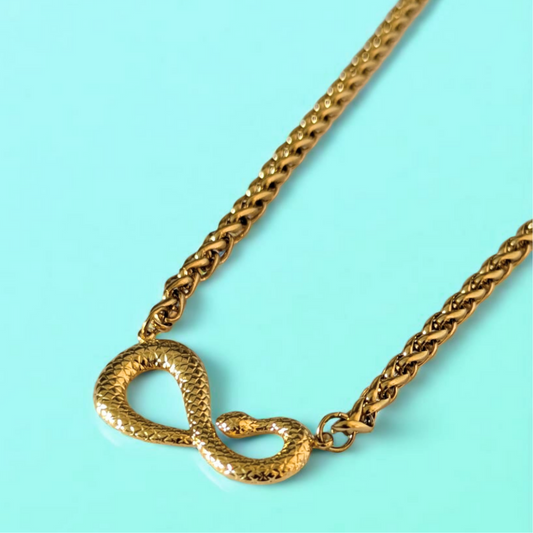 Heidi | Gold-Plated Snake Head Infinity Charm Necklace