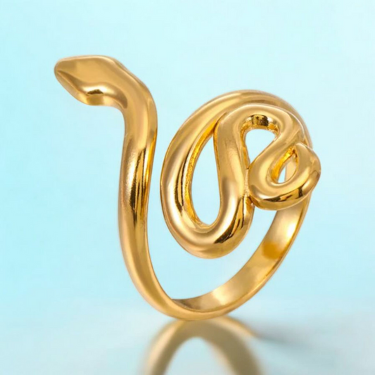Maelle | Gold-Plated Snake Charm Adjustable Resizable Ring