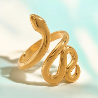 Maelle | Gold-Plated Snake Charm Adjustable Resizable Ring