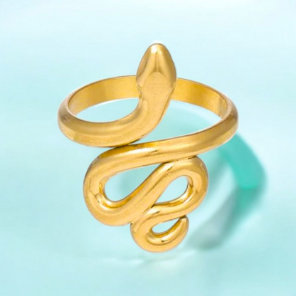 Maelle | Gold-Plated Snake Charm Adjustable Resizable Ring