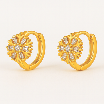 Rosalia | 18K Gold Plated Snowflake Huggie Hoop Waterproof Earrings