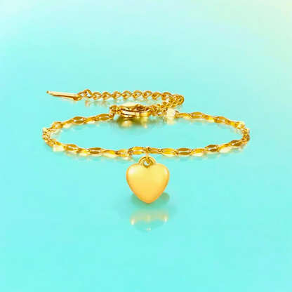 Zeta | Gold Plated Solid Love Heart Charm Bracelet