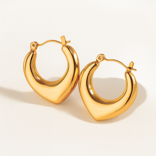 Dominique | 18K Gold Plated Irregular Heart Design Hollow Hoop Waterproof Earrings